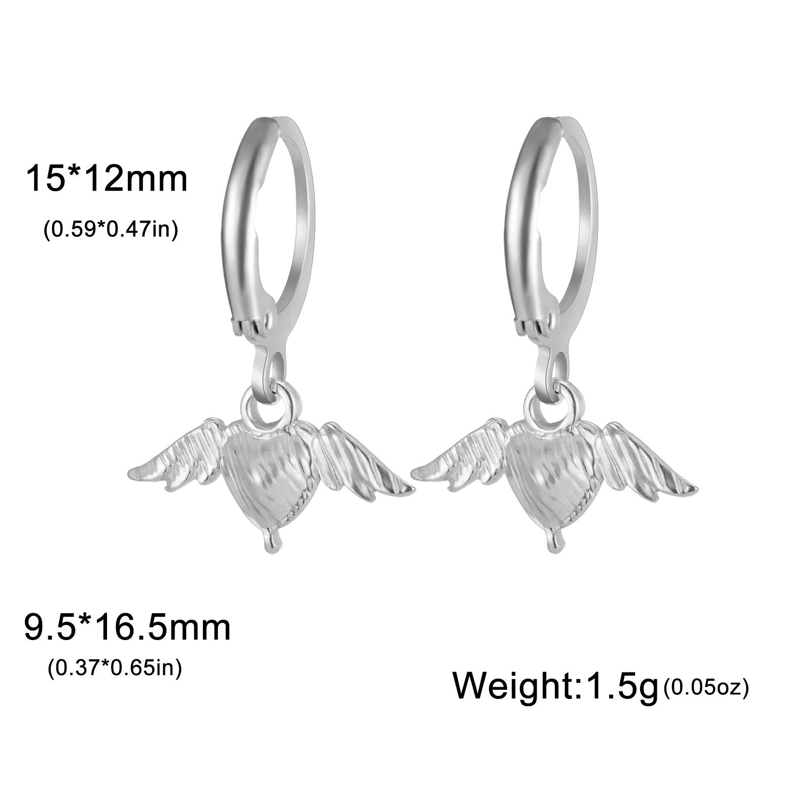 

Teamer Cute Sweet Heart Wing Dangle Earrings for Women Girls Stainless Steel Gold Color Hoop Earrings Classic Love Angel Jewelry