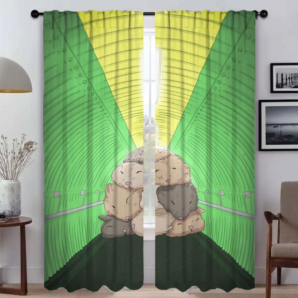 Blackout Curtains for Living Room Curtain Cute Home Interior Curtains 2 Pieces Tulle for Bedroom Partition Shades Kitchen Camera