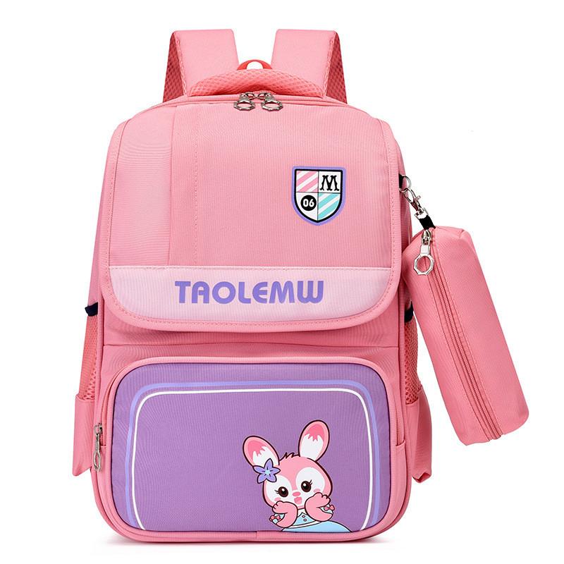 

Stylish And Lightweight New Student Backpack For Grades 3 To 6 Featuring Fun Dinosaur And Rabbit Patterns Pink Bunny