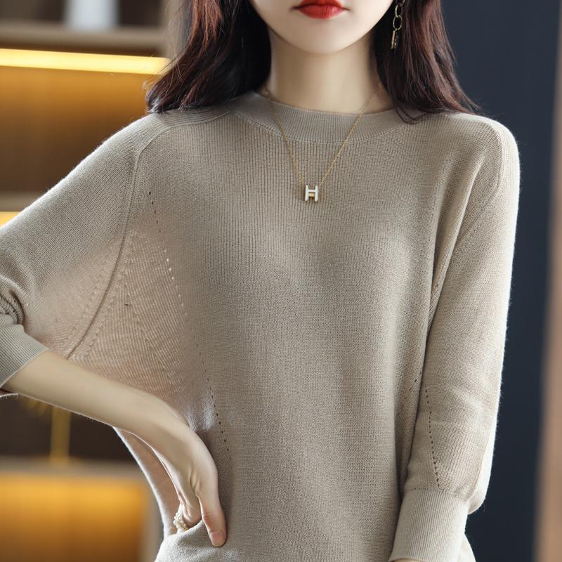 Damen Wollpullover Qinghe Kaschmir 50% Seide 50% Wolle Frühling und Sommer Wolle Kurzarm ärmellose Weste weich und bequem