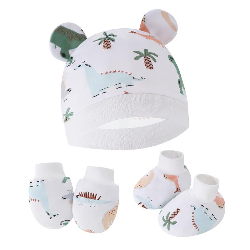 Newborn Newborn Baby Hat Anti Scratch Gloves Protective Foot Cover Three Piece Set Baby Hat Baby Hat