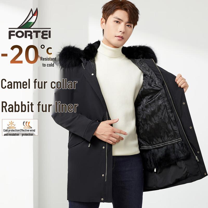 

Men s Warm Hooded Parka with Fur Collar and Liner 2XL