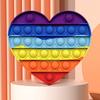 Rainbow Push Bubble Toy Stress Relief Round Square Heart Bubble Popping Game Silicone Bubble Squeeze Sensory Fidget Toy