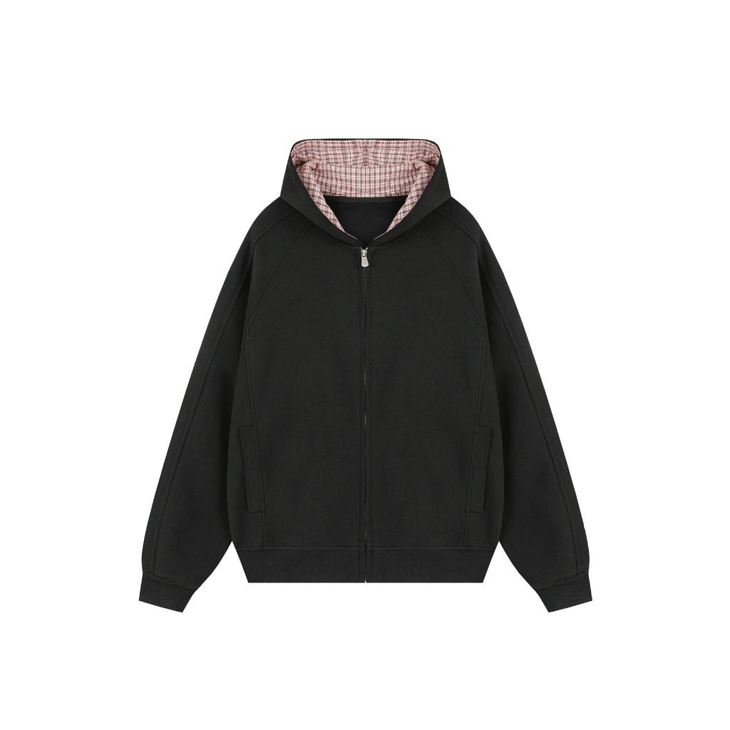 Plaid Cardigan Sweatshirt for Men and Women Autumn Loose Coat Casual Hoodie