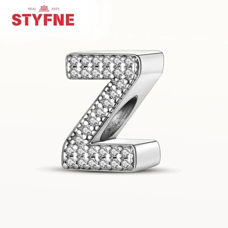 Kupfer 26 Buchstaben Glänzend Zirkon Alphabet Anhänger Perle Passend Original Armband DIY Feiner Schmuck Geschenk Für Frauen Machen