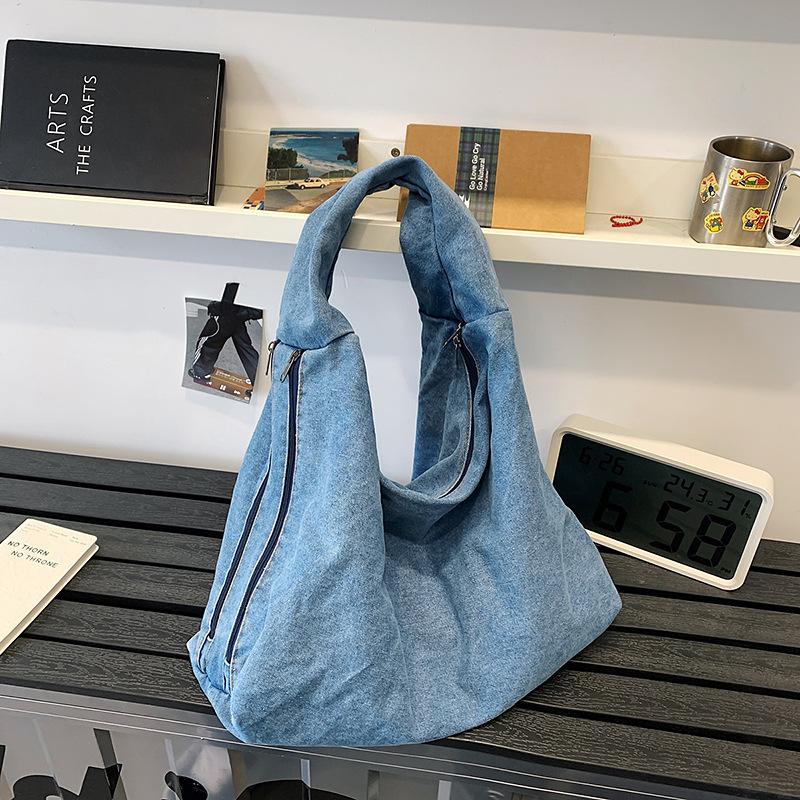 Shoulder Underarm Bag Women'S Denim Trendy Brand Large Capacity Shoulder Bag Casual Retro Commuter Handbag