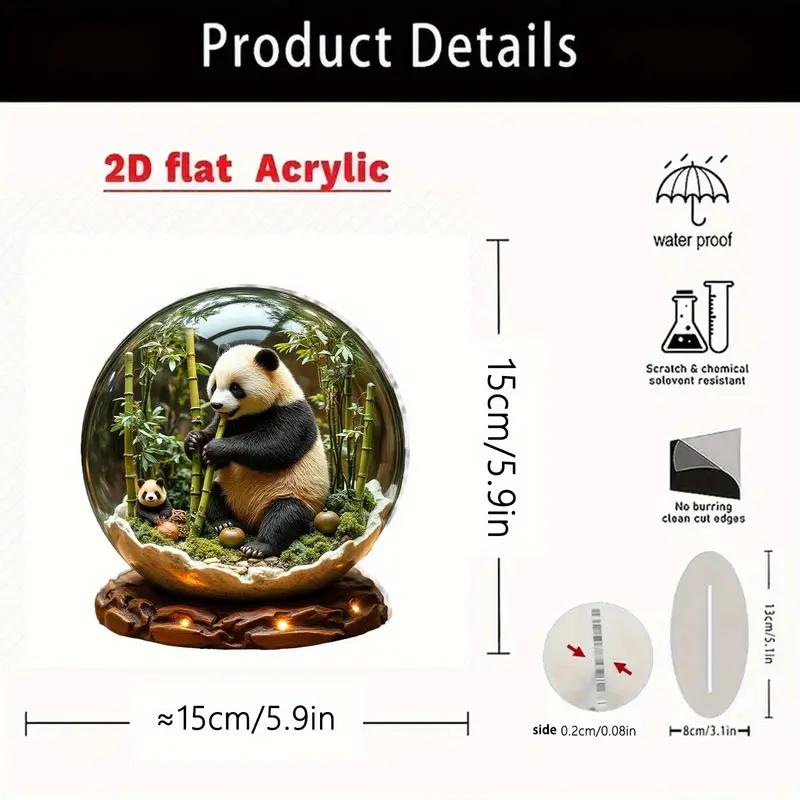 Acrylic Panda & Animal Micro World Ball Desktop Decoration Collectible Gift for Friends Or Children 2D Flat Surface