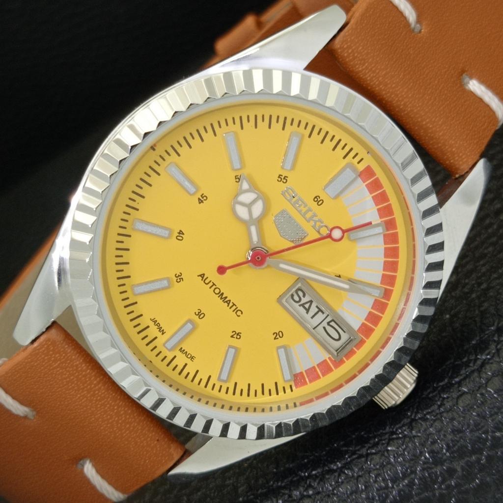 REFURBISHED SEIKO 5 AUTOMATIC 6309A VINTAGE JAPAN MENS YELLOW WATCH A440829-4 Sk-a440829