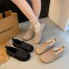 New Womens Shoes Fashion Winter Cotton Shoes Warm Plush Lining Slip Ons Loafers Women Casual Patchwork Suede Flat Walking Shoes