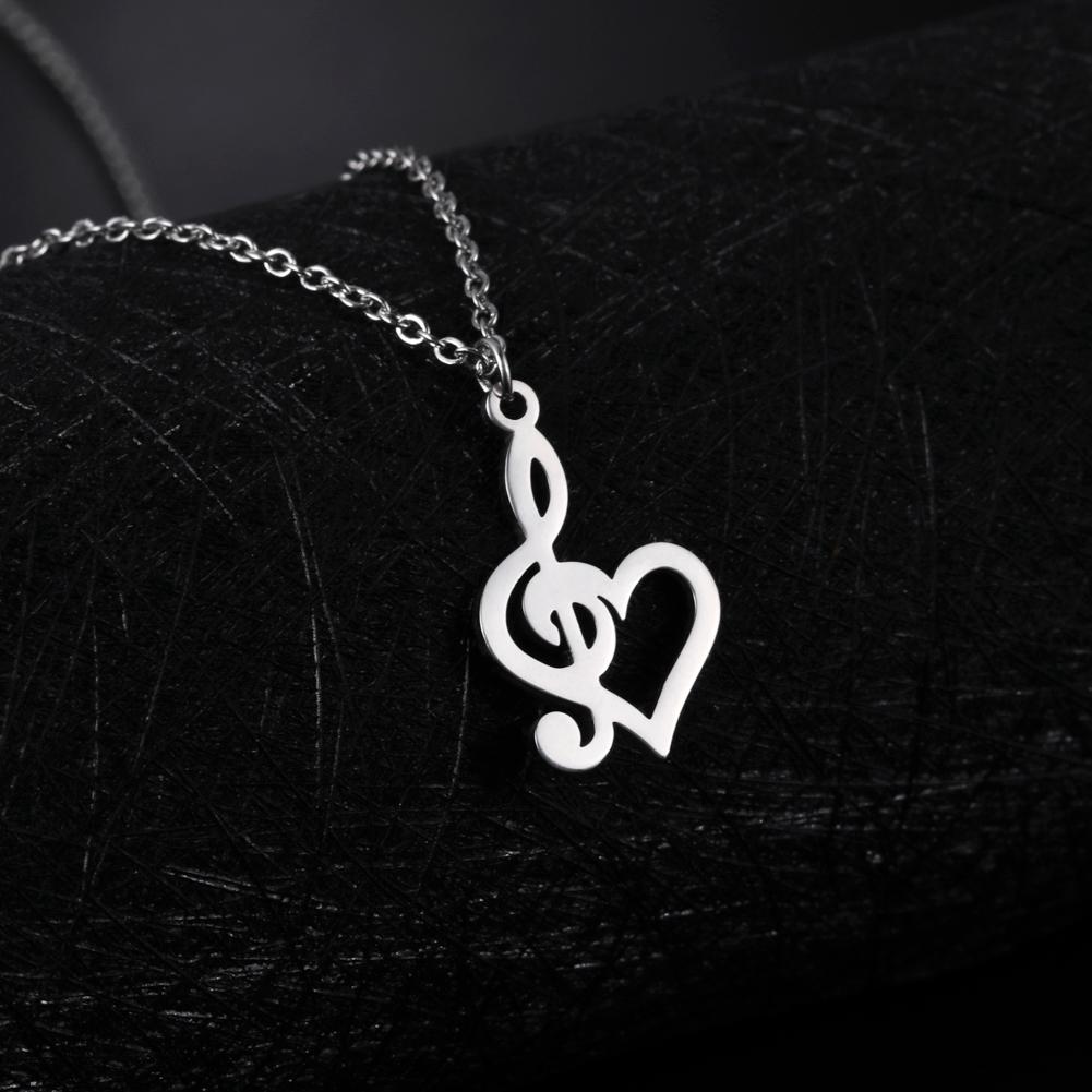 

Teamer Stainless Steel Necklace for Women Music Note Instrument Guitar Pendant Charms Gold Plated Fashion Jewelry Romantic Gift 45cm