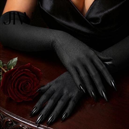 Comfortable Spooky Gloves 1 Pair Halloween Ghost Claw Gloves, Long Fingernail Witch Costume Elastic Polyester Accessory, Dark Party Performance