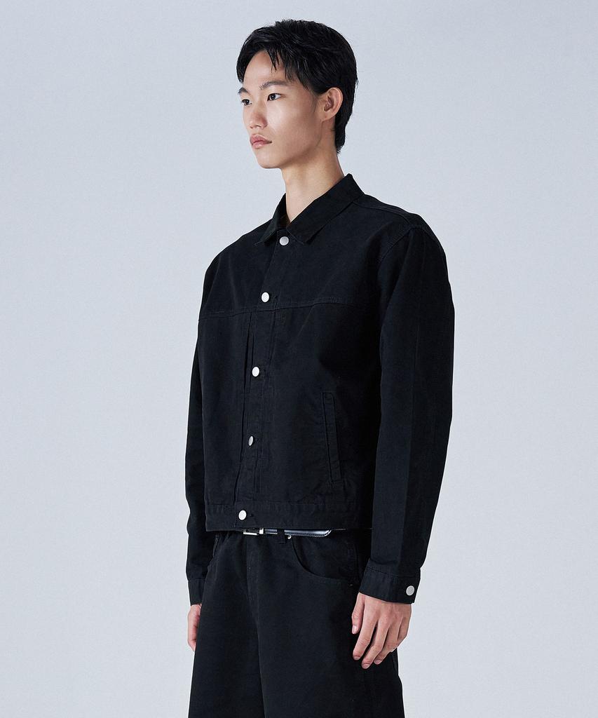 PROJECT3 Compact Twill Trucker Jacket [Black]_Tj0802