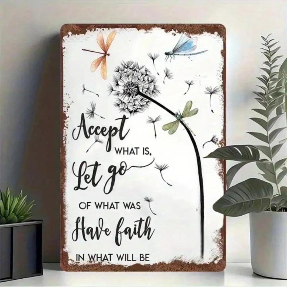 Dandelion Motivational Tin Wall Art 8x12 Inch Rustic Home Decor Metal Sign
