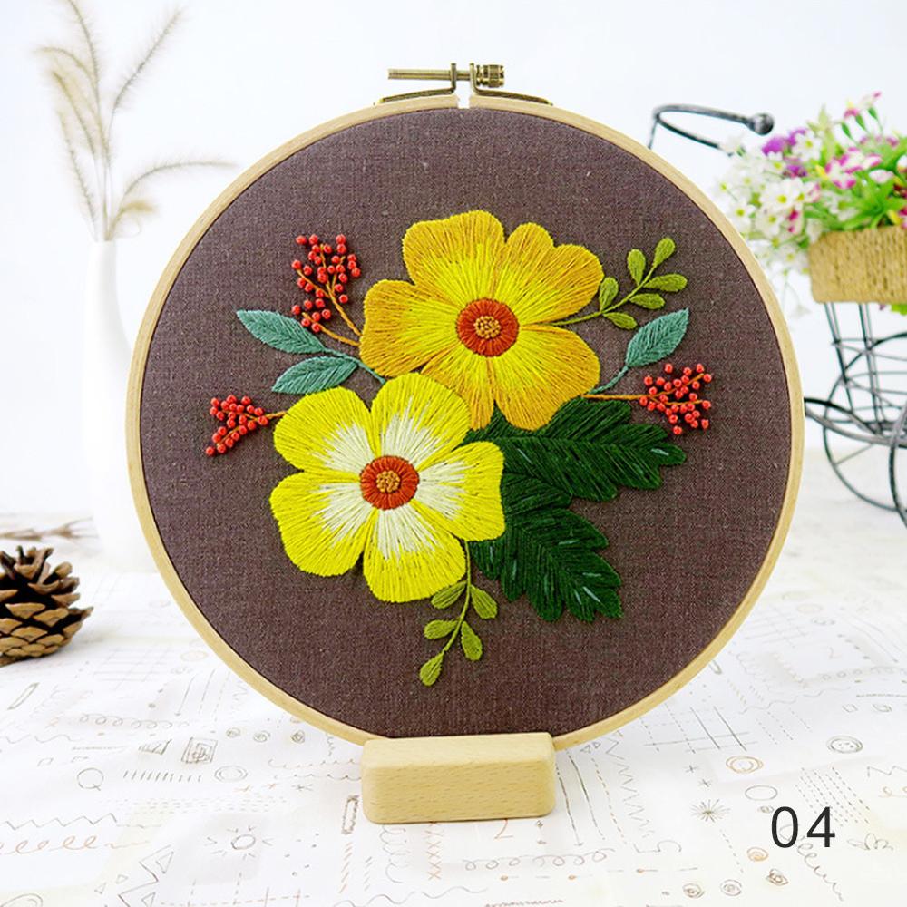 DIY Embroidery Flower Handwork Needlework for Beginner Cross Stitch Kit Ribbon Painting Embroidery Hoop Home Decoration