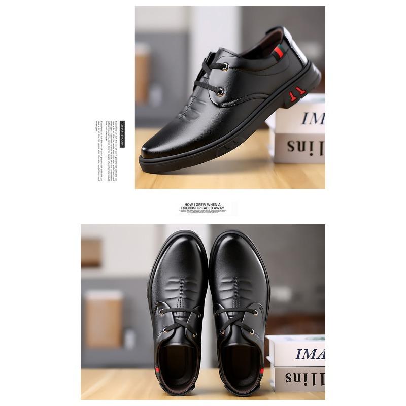 Men's New Spring Business Casual Leather Shoes, British Style Lightweight Soft Sole Dad Shoes for Middle-aged Men