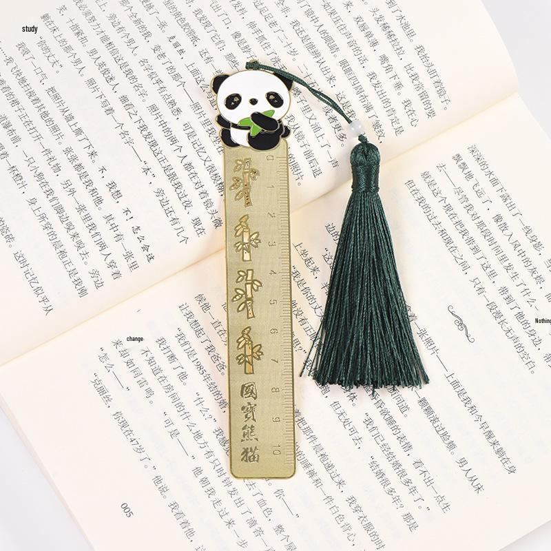 Chinese Style Panda Ruler: Customizable Metal Bookmark Graduation Gift
