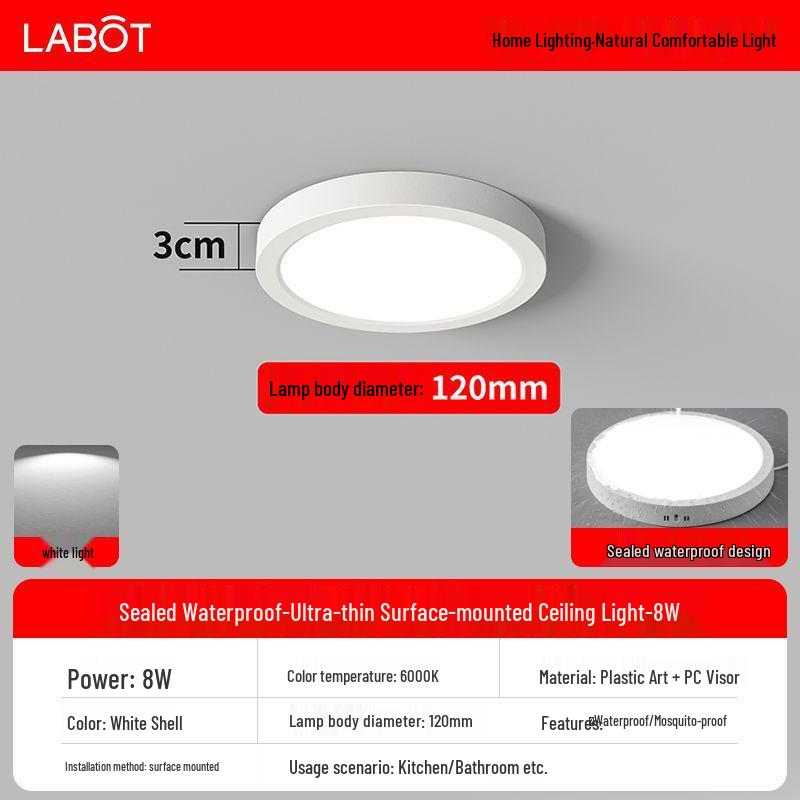 Waterproof LED Ceiling Light for Kitchen, Bathroom, and Outdoor Areas