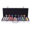 Goplus Poker 500 Numbered Poker Casino Chip Set with Playing Dice Mat Set, Chips, Cards, Dealer, & (Silver Case)