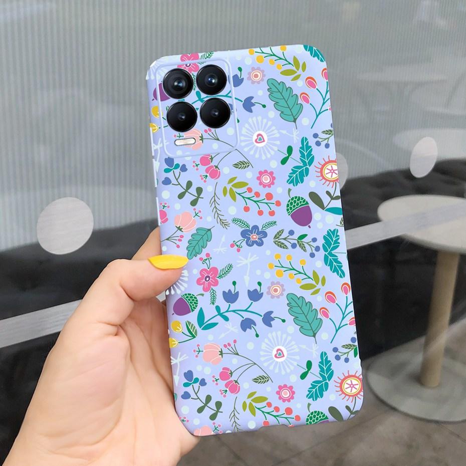 For Realme 8 Case Lavender Sunflower Silicone Back Cover For Realme 8 Pro 8i Realme8 4G RMX3085 Soft TPU Phone Case Luxury Coque