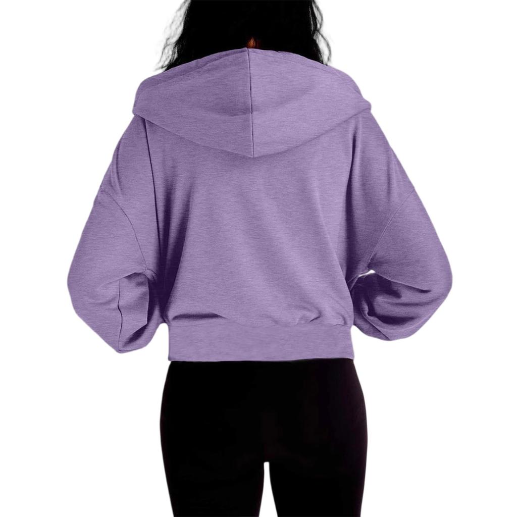 Women's Fashion Winter Long Sleeve Hooded Zipper Solid Color Loose Hooded Jacket