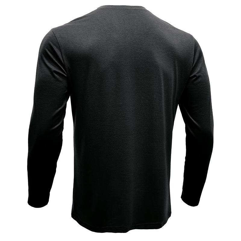 Men's Long-Sleeve Henley Crew Neck T-Shirt for Autumn and Winter