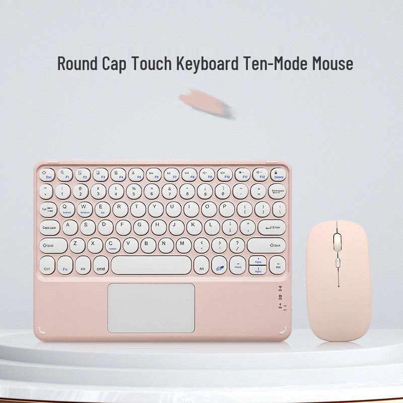 Compatible Bluetooth Keyboard with Magnetic Attachment for iPad, Huawei Phone, and Tablets - Round Key, Touch, and Wireless Charging Features