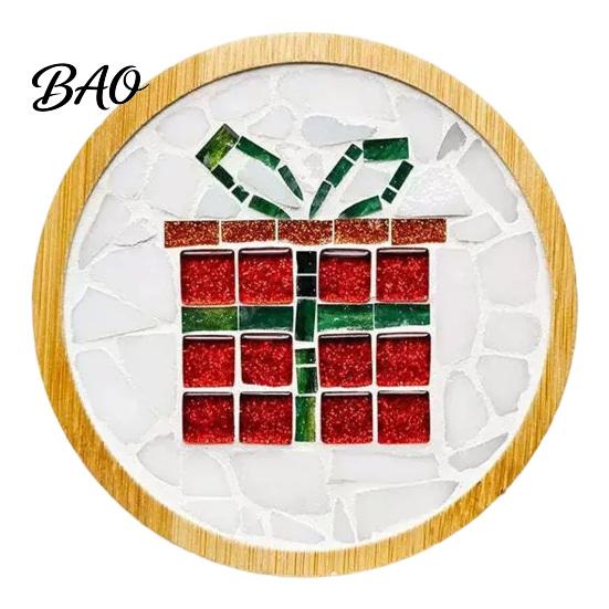 Dekoratives Untersetzer-Herstellungsset Weihnachten Mosaik DIY-Set, Festliches Kunst-Nikolaus-Kranz-Thema Starter-Set Schneemann-Muster, Fliesen-Basteln für Erwachsene, Handgemacht