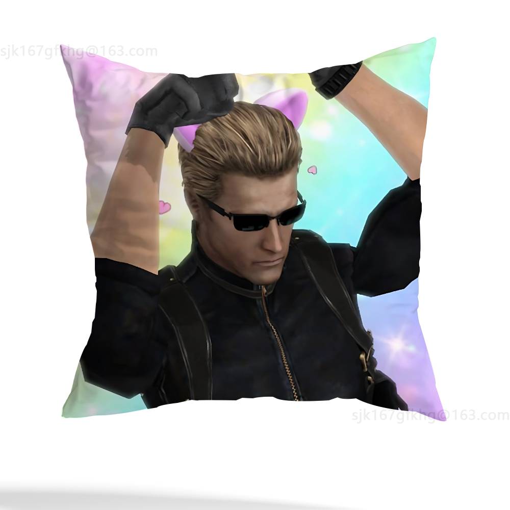 Albert Wesker Pillow Case Anti-dustmite Pillowcase Invisible zipper silky short plush Sofa cushion cover