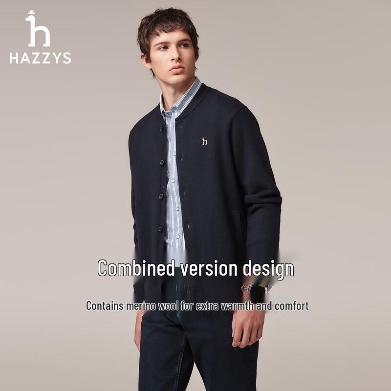 HAZZYS Men's Cotton-Wool Blend V-Neck Cardigan Sweater