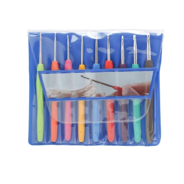 Uncinetti con Borsa in PVC, Set di Uncinetti per Mano Artritica Fai da Te Croche