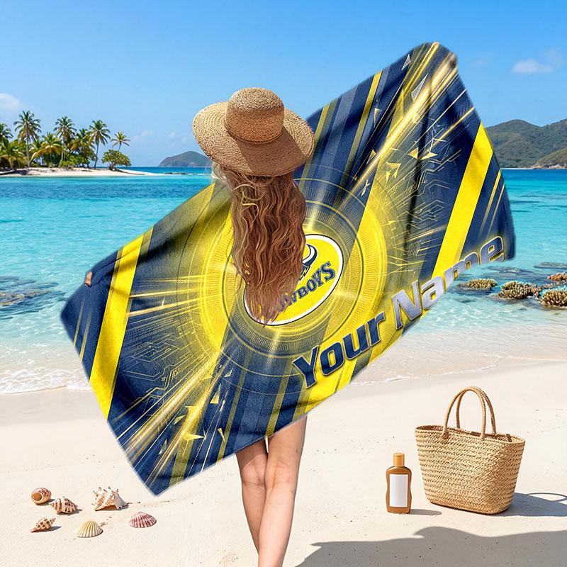 North Queensland Cowboys Customized Name Text Beach Towel, Soft Absorbent Towel Beach Pool Travel Personal Gift