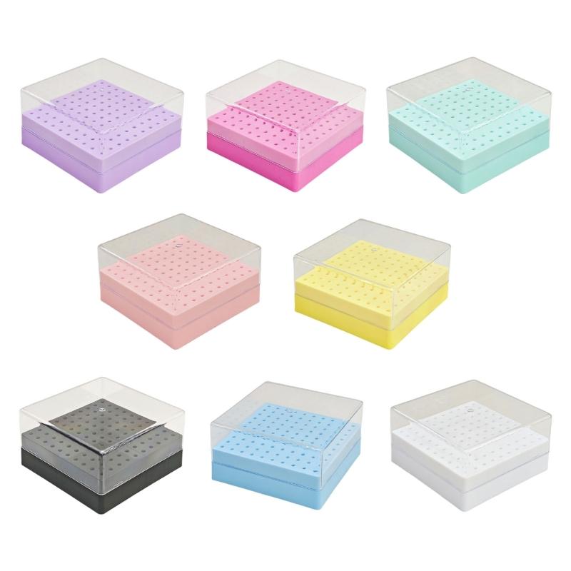 Professional Manicure Tool Storage Case 100 Slot Clear Lid Organizer Nail Drill Bits Accessories for Women and Men