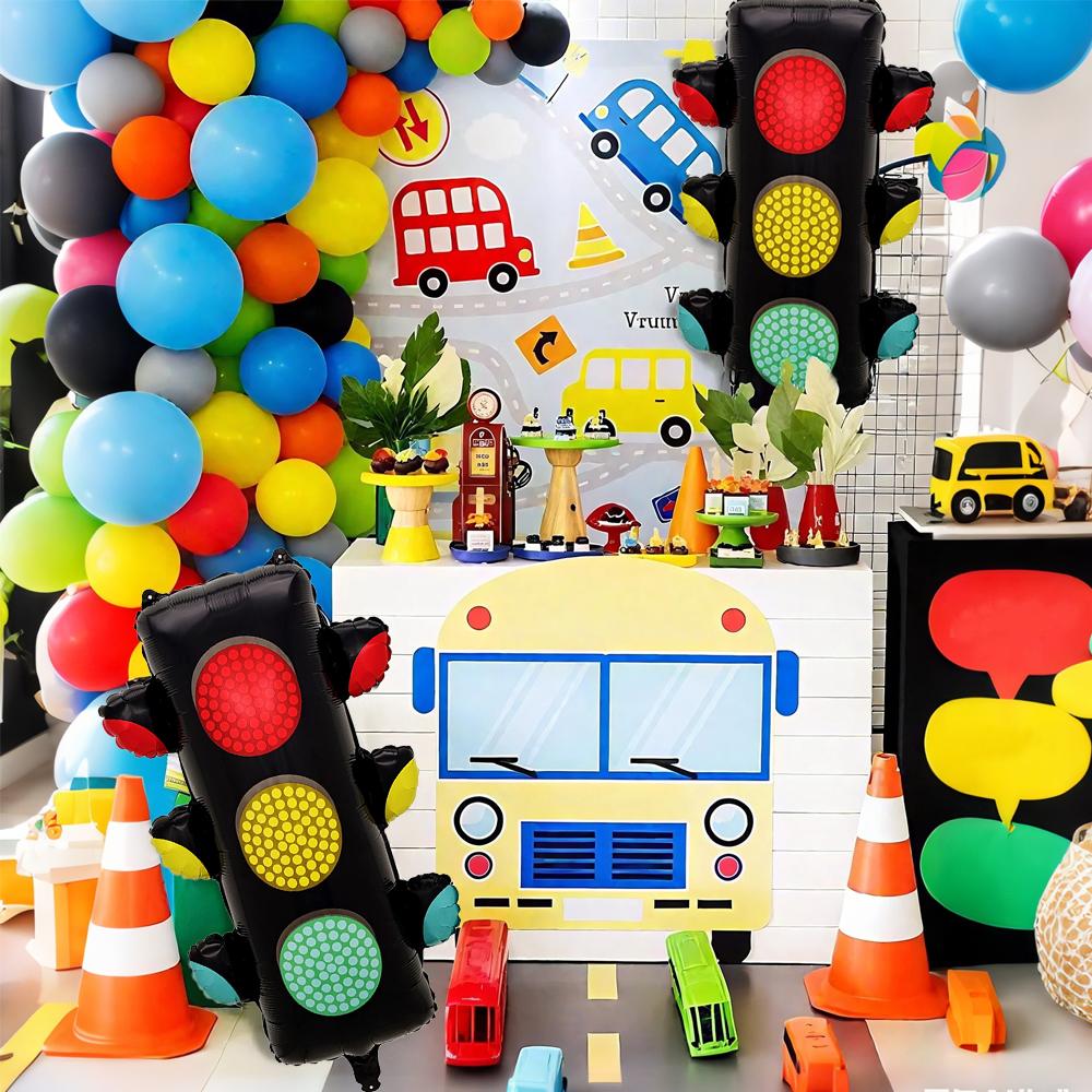 1/2 traffic light balloons, used for traffic themed party decoration, racing birthday decoration, and urban landscape decoration