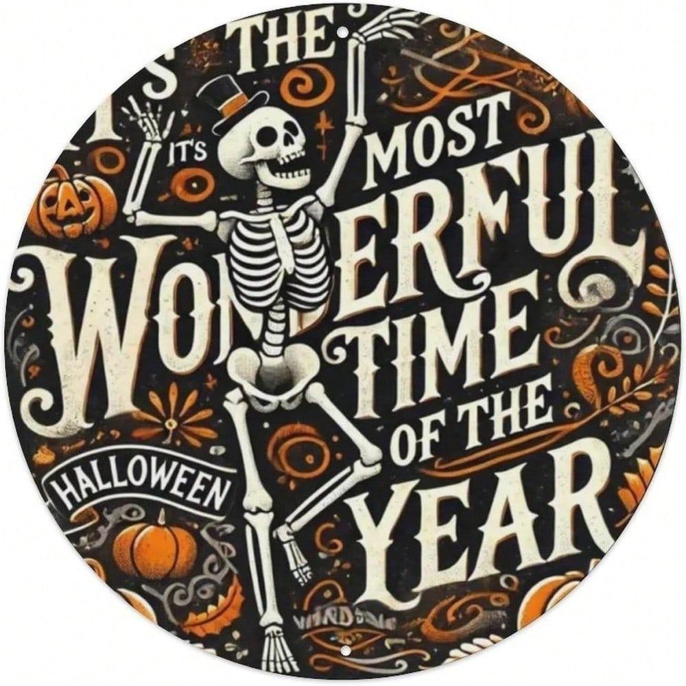 Vintage Halloween Skull Pumpkin Metal Wall Art for Home Bar Cafe Decor Tin Sign