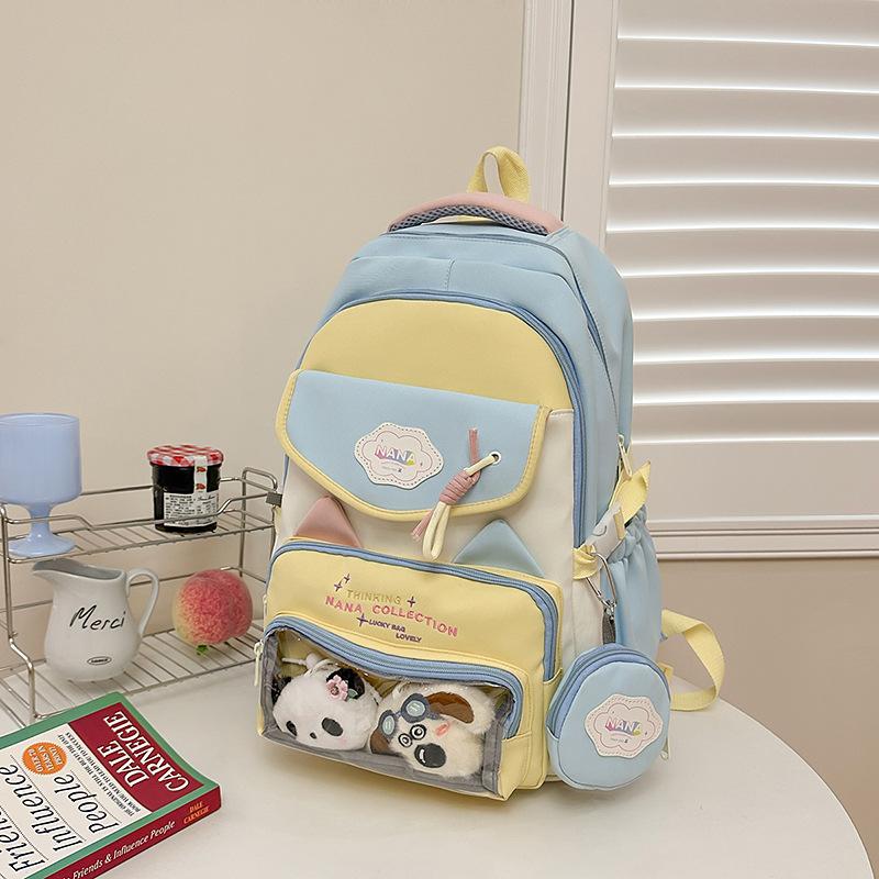 Schoolbag Dopamine Transparent Pain Bag Backpack 1011 New Large Capacity Backpack Cute Middle School Student School Bag Female