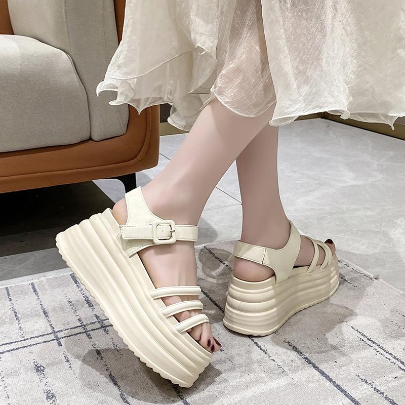 Heel 8cm Sandals Women Shoes Beach Shoes Hook Loop Women New Fashion Summer Shoes Slides Platform Wedges Sandals Sandalias Mujer