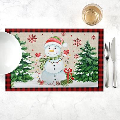 1Pz Tovagliette di Natale Tappetini per Tavola da Pranzo Resistenti al Calore Babbo Natale Pupazzo di Neve Tovaglietta per Festa di Capodanno Decorazione Casa di Natale