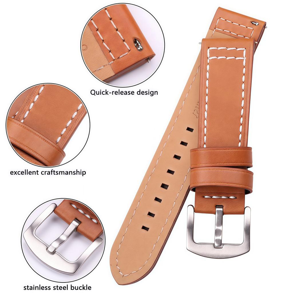 Cowhide Watchbands 18 20 22 24mm Women Men Quick Release for Samsung Gear S3 Genuine Leather Vintage Watch Band Strap