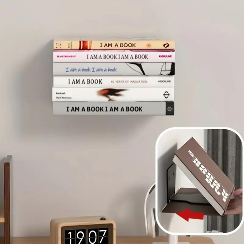 1PCS Invisible Bookshelf Wall Mounted Storage Rack Hidden Suspended Storage Rack Book Wall Support Rack