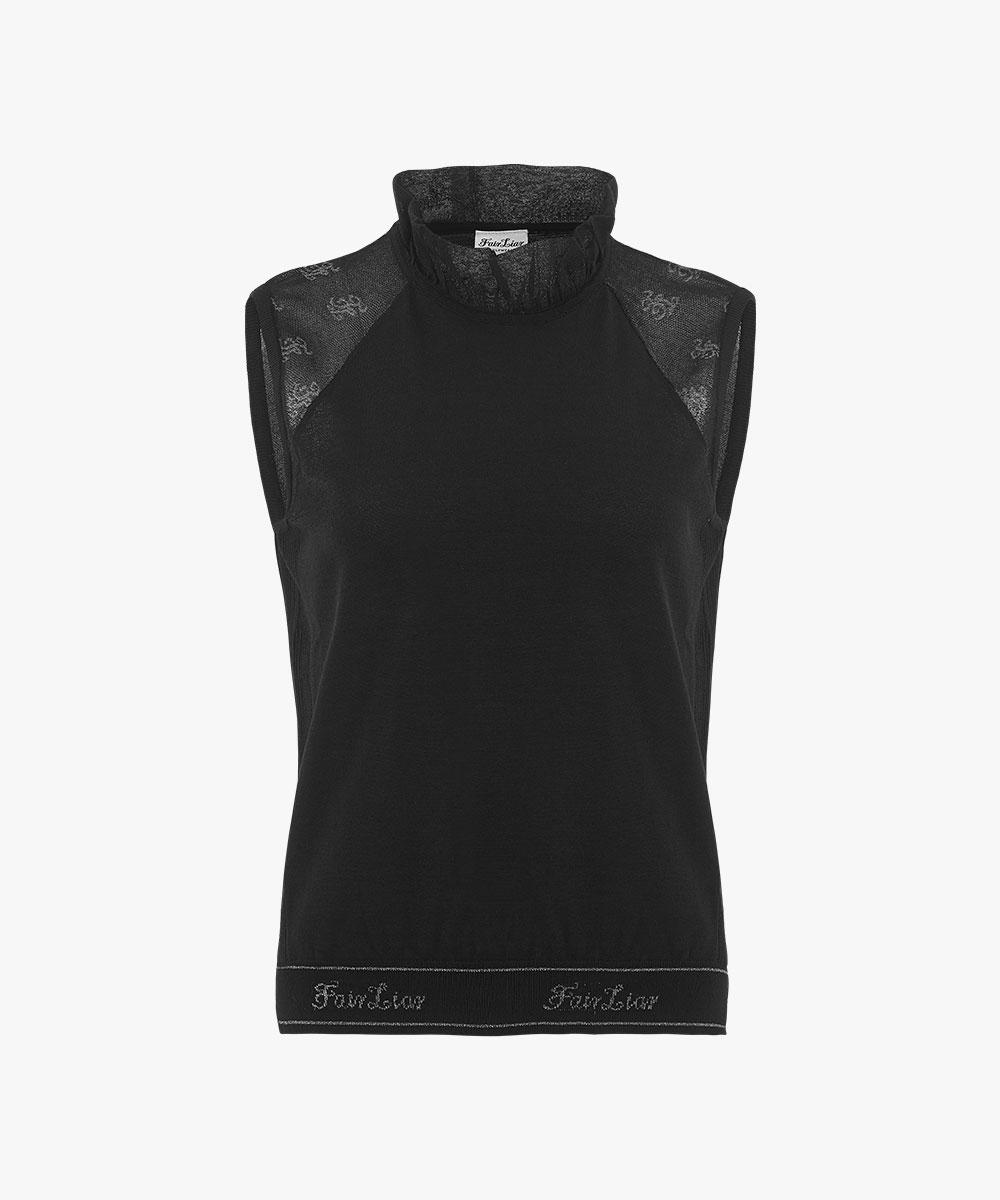 Fair Liar Golf Tulip See-Through Sleeveless Knit (Black) Black/S