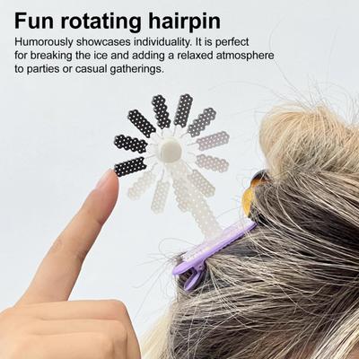 Brain Loading Design Hair Clip Humorous Expression Rotating Hairpin Anti-slip Teeth Stable Design Hair Pin