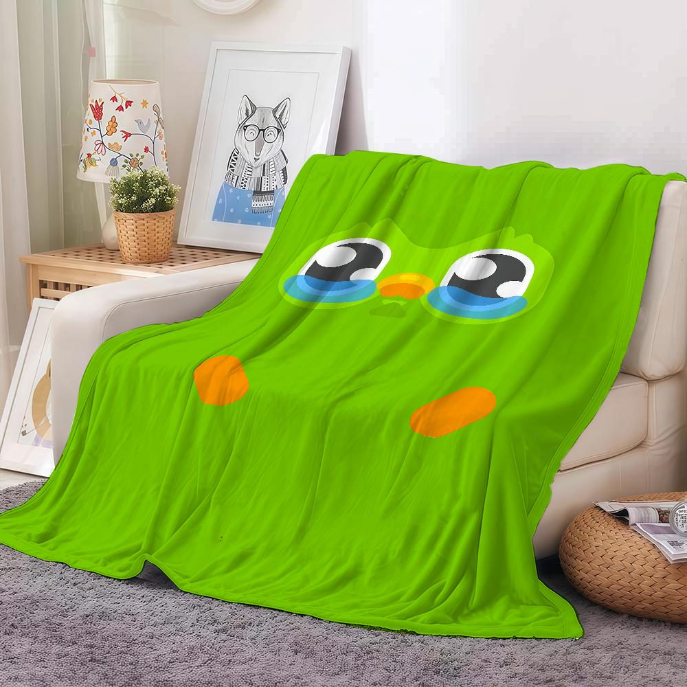 Kreskówka Edukacyjna Koc D-Duolingo Ciepły I Miękki Odpowiedni Do Sypialni Salonu Sofy Łóżka Biura Podróży Kempingu