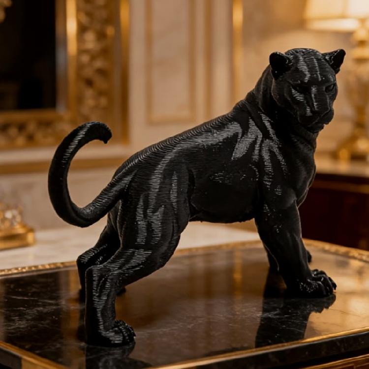 Plastic Panther Statue Decors 3D Printed Animal Figurine Collectible Ornament for Desktop Shelf Educational Play Decors