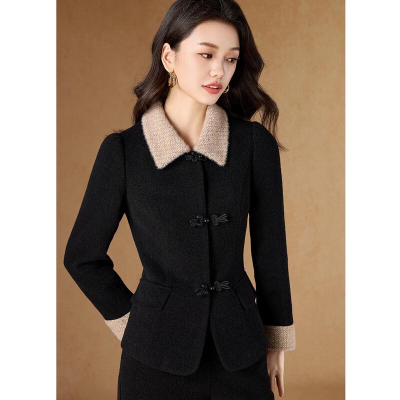 New Chinese Style Faux Lambswool Lapel Two-Piece Set 2XL
