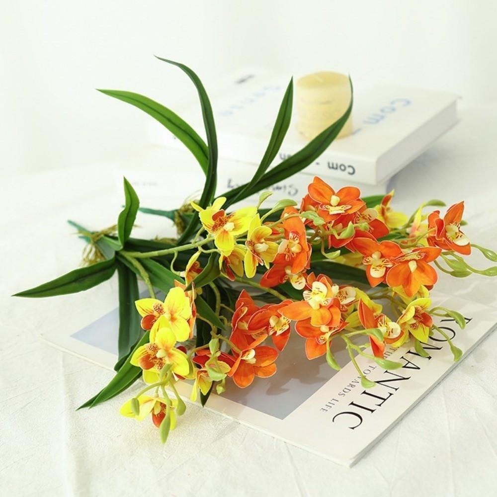 New 2 Fork Artificial Orchid Flower Floral Display Simulation Artificial Faux Plants Pink Fake Silk Flower Home Decor