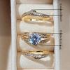 3pcs Ring Set Couple Round Synthetic Zirconia Set Ring European and American Fashion Luxury Engagement wedding Jewelry for Women