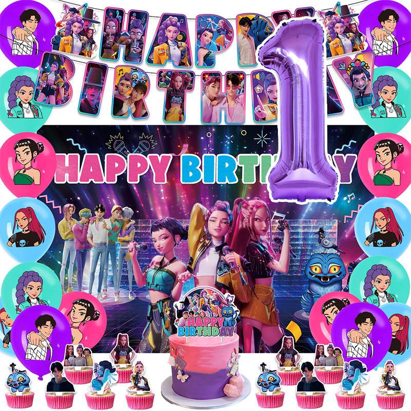 Set Tacâmuri de Petrecere de Unică Folosință Kpop De Hunter Tragere de Steag Petrecere de Ziua de Naștere Coreean Kpop Petrecere Anime Celebrare Consumabile Picnic Deco