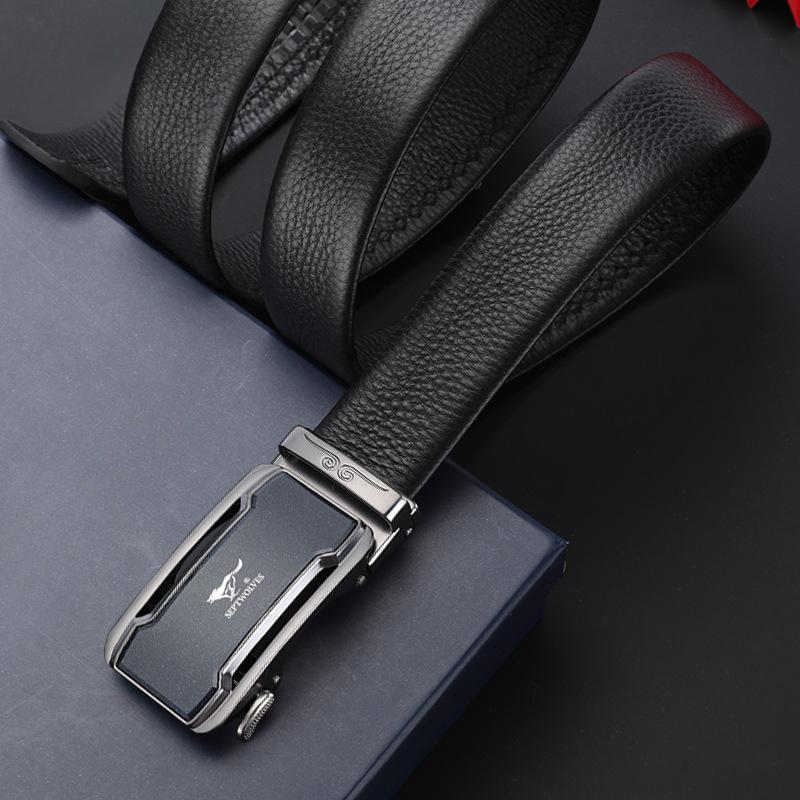 

Ремни для мужского бизнеса Автоматическая пряжка Ремень из воловьей кожи первого слоя Подарочный ремень 130cm