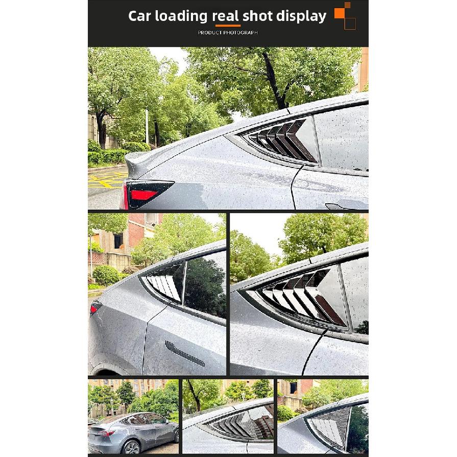 2PCS Side Window Louver Cover Sport Style For Tesla Model 3 Y Juniper Highland 2025-2020 2026 Rear Window Spoiler Shutter Cover