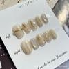 10Pcs French Handmade White Flower Press On Nails Full Cover Fake Nail Tips Stick On False Nails